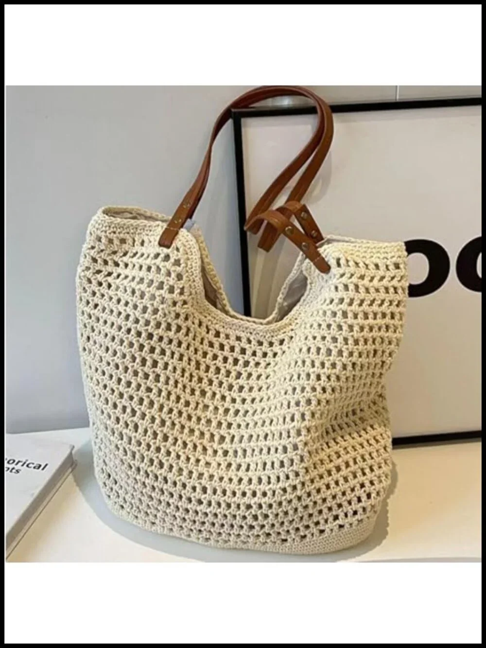 Bohemian Crochet Hobo Shoulder Bag Handwoven Cotton Beach Tote